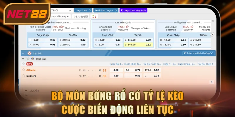Bộ môn bóng rổ có tỷ lệ kèo cược biến động liên tục