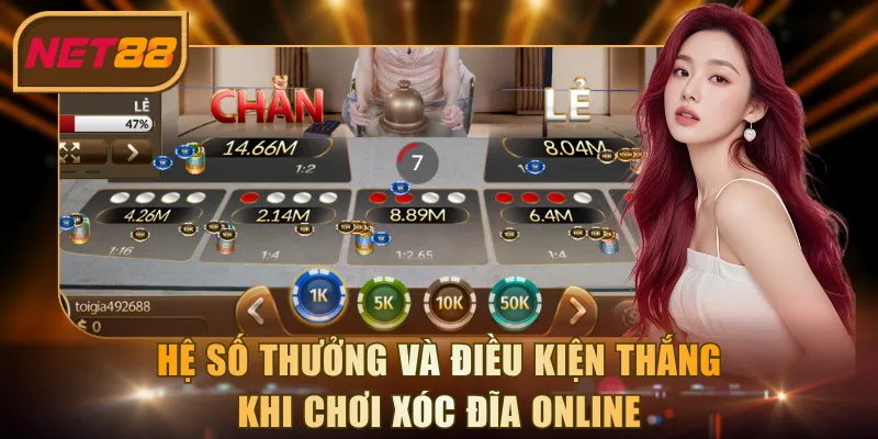 Hệ số thưởng và điều kiện thắng khi chơi Xóc Đĩa online